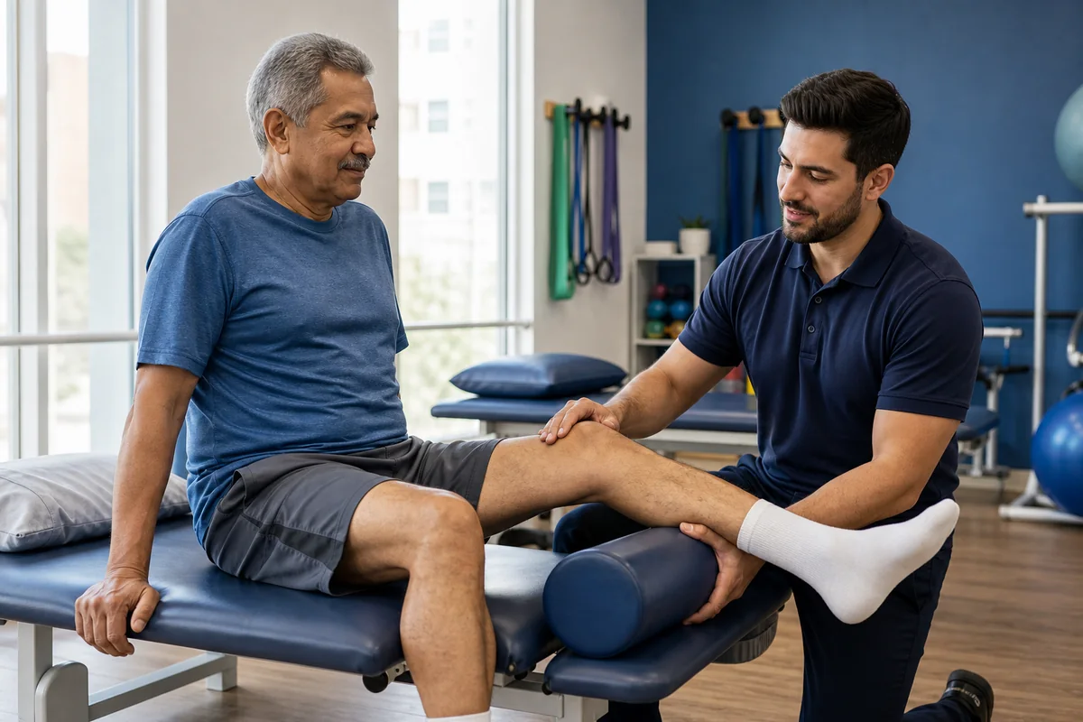 Terapia de rehabilitación para recuperar movimiento de rodilla